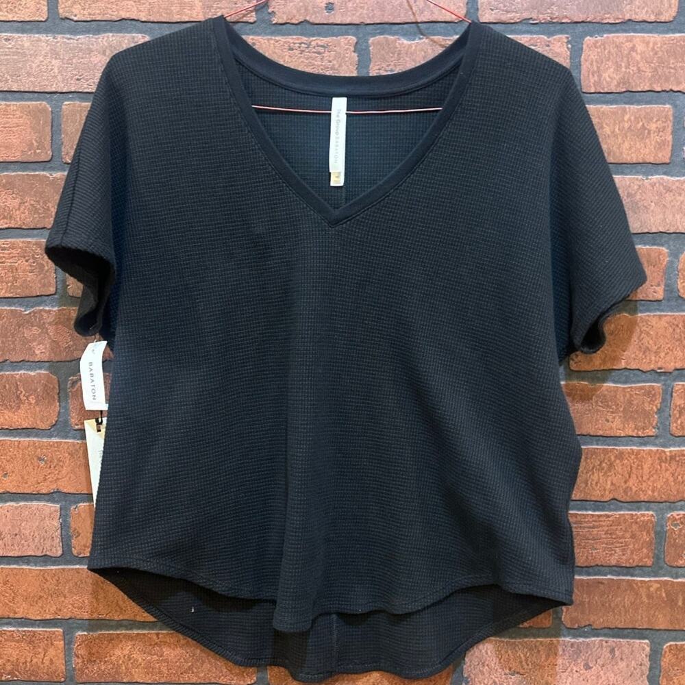 Group by Babaton Waffle Knit V-Neck Top - Size XS Black new with tags Aritzia